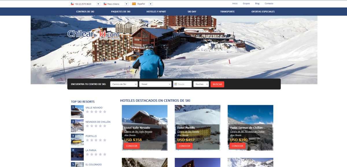 Vista del proyecto Chileanski.com
