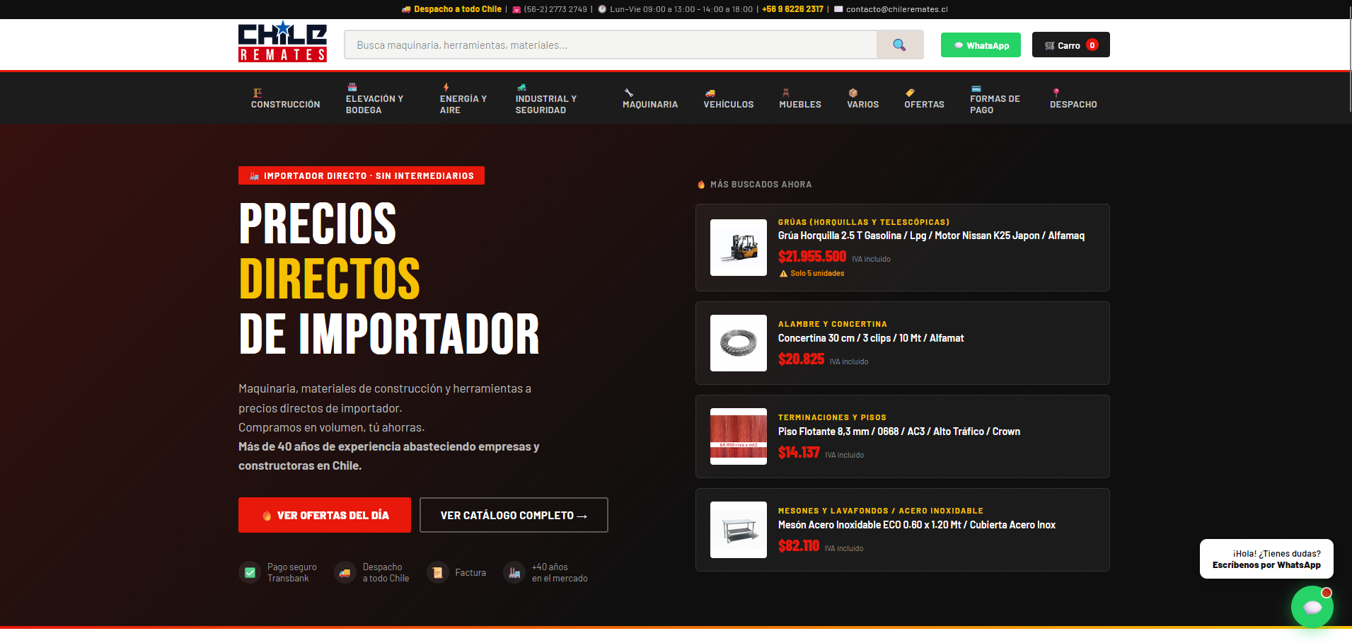 Vista del proyecto Chileremates.cl
