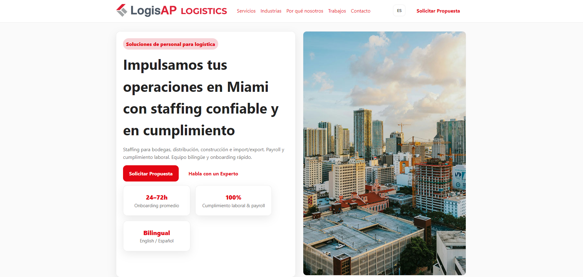 Vista del proyecto logisaplogistics.com