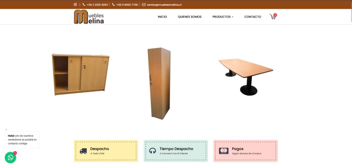 Vista del proyecto Mueblesmelina.cl