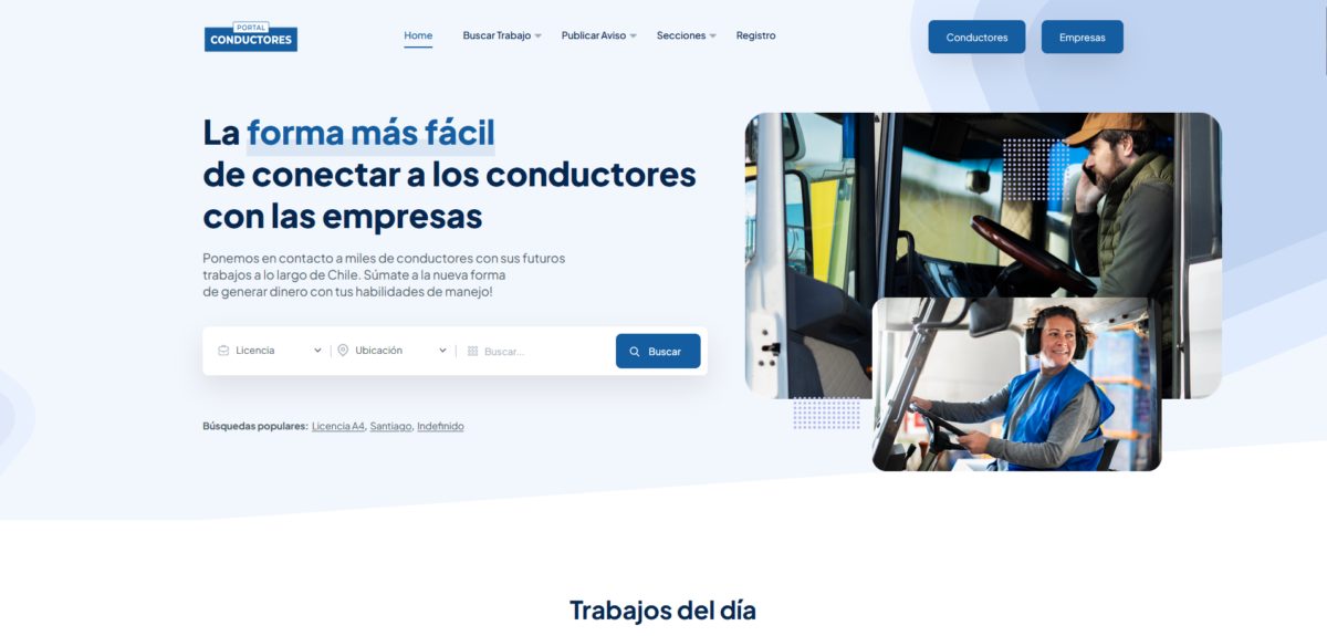 Vista del proyecto Portalconductores.cl