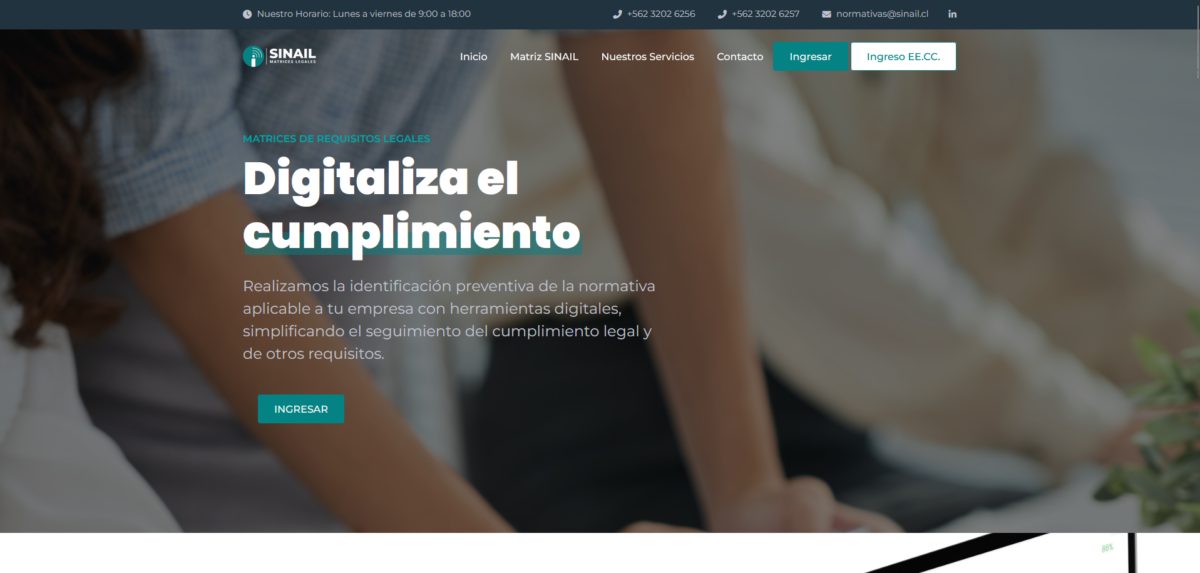 Vista del proyecto Sinail.cl