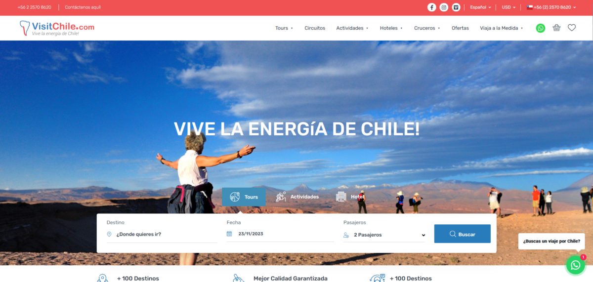 Vista del proyecto Visitchile.com